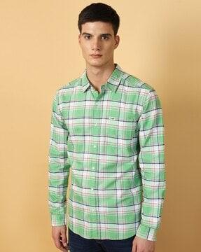 checked shirt with patch pocket