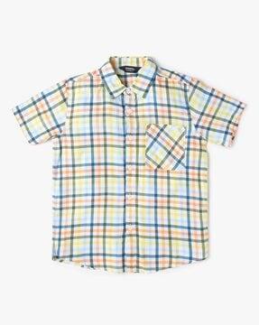 checked shirt with patch pocket