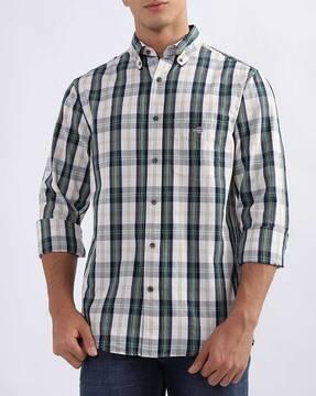 checked shirt with patch pocket