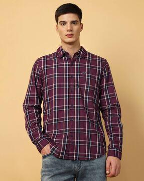 checked shirt with patch pocket