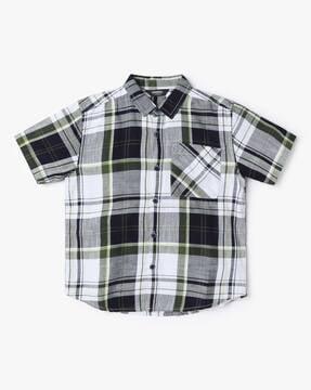 checked shirt with patch pocket