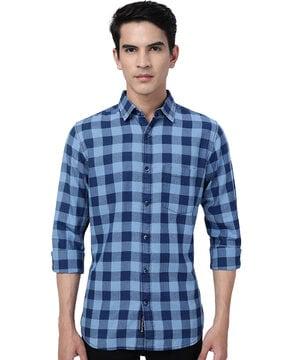 checked shirt with patch pocket