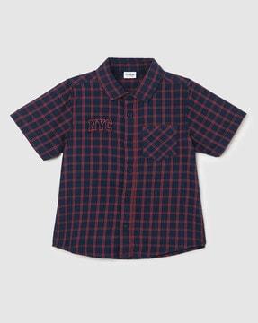 checked shirt with patch pocket