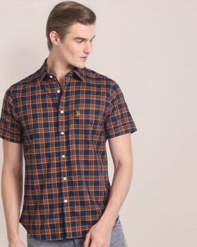 checked shirt with patch pocket