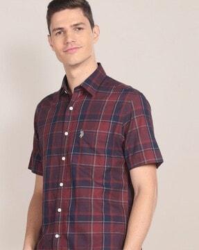 checked shirt with patch pocket