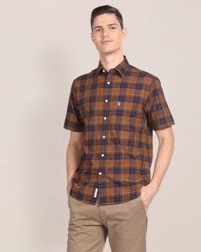 checked shirt with patch pocket