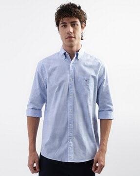 checked shirt with patch pocket