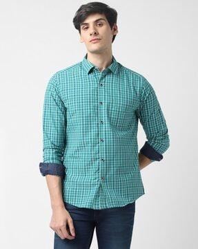 checked shirt with patch pocket