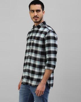 checked shirt with patch pocket