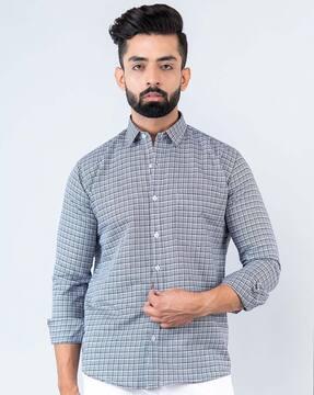 checked shirt with patch pocket