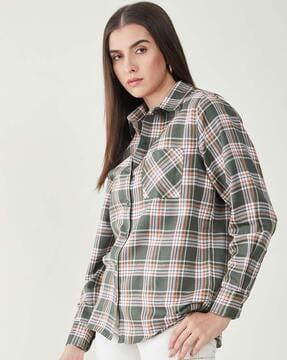 checked shirt with patch pocket