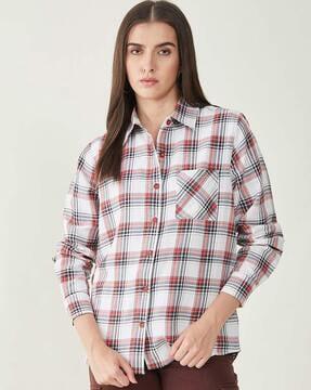 checked shirt with patch pocket