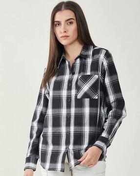 checked shirt with patch pocket