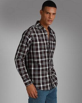 checked shirt with patch pocket