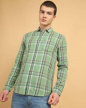 checked shirt with patch pocket