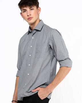 checked shirt with patch pocket