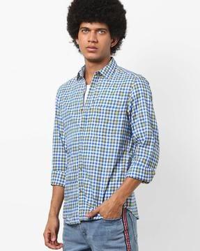 checked shirt with patch pocket