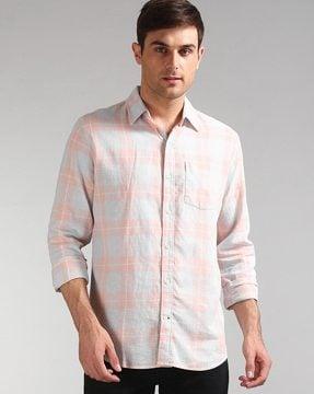 checked shirt with patch pocket