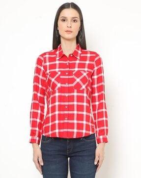 checked shirt with patch pockets