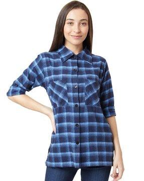 checked shirt with patch pockets