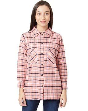 checked shirt with patch pockets