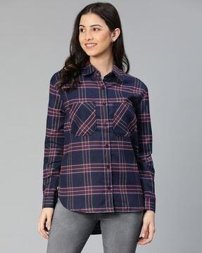 checked shirt with patch pockets