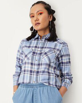 checked shirt with patch pockets