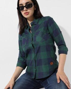 checked shirt with patch pockets