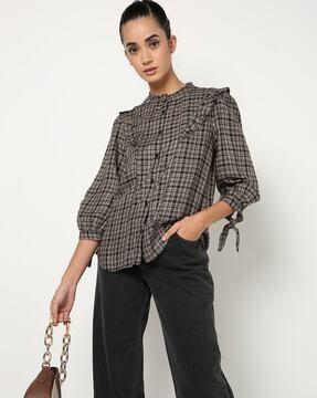 checked shirt with ruffles