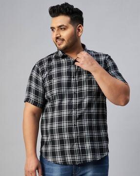checked shirt with short sleeves