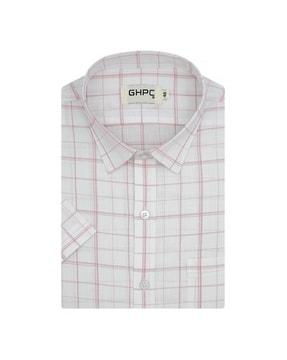 checked shirt with short sleeves