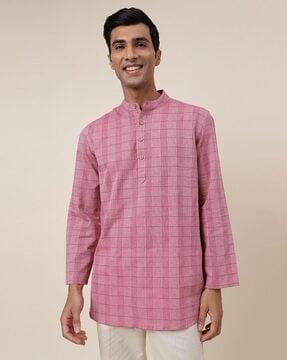 checked short kurta