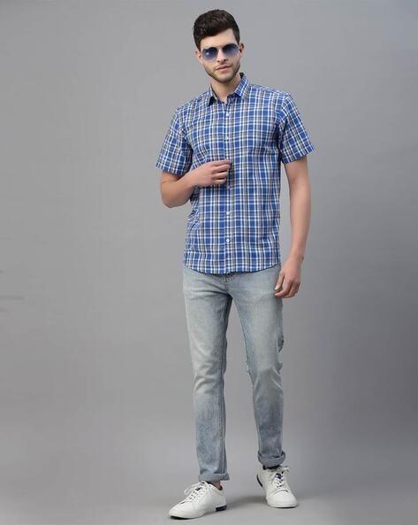 checked short sleeve shirt