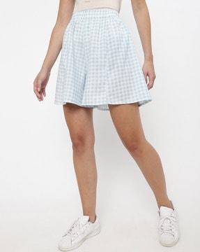 checked shorts with elasticated waist