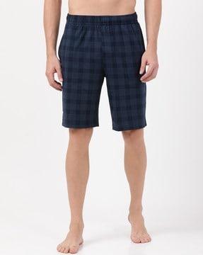 checked shorts with elasticated waist