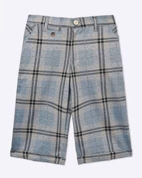 checked shorts with semi-elasticated waist