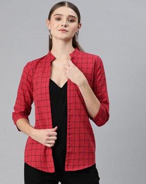checked shrug with front-open
