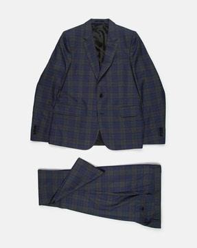 checked single-breasted 2-piece suit set