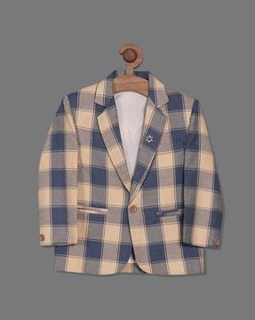 checked single-breasted blazer