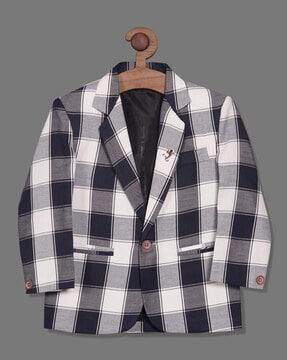 checked single-breasted blazer