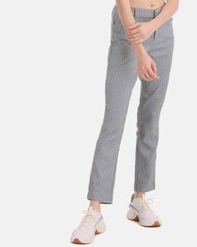 checked skinny fit ankle-length pants