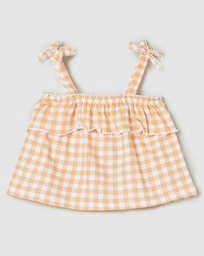 checked sleeveless crop top