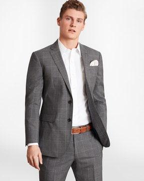 checked slim fit blazer with notched lapel