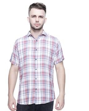 checked slim fit casual shirt