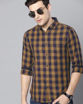 checked slim fit classic shirt