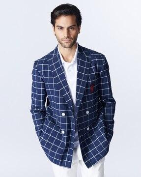 checked slim fit coat