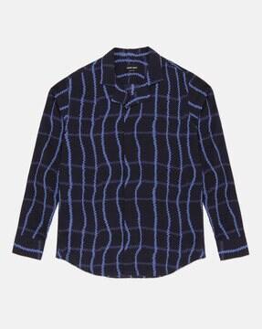 checked slim fit cotton shirt