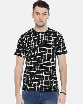 checked slim fit crew-neck t-shirt