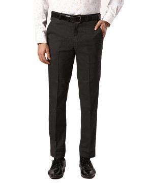 checked slim fit pants with insert pockets
