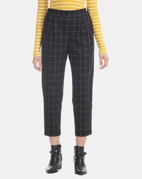 checked slim fit pants